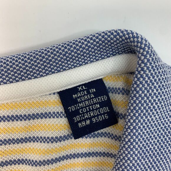 Vintage Straight Down Hybrid Polo Shirt Mens XL Extra Large Yellow Striped Golf - Picture 6 of 10